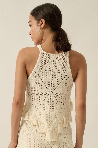 Crochet All Day Crochet-Knit Ruffle Tank Top