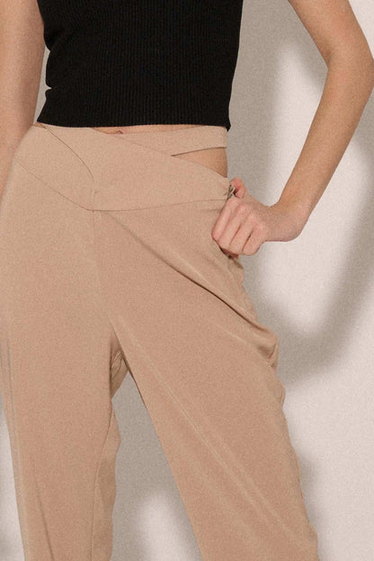 Here and Now Crisscross Waist Tie-Back Flare Pants