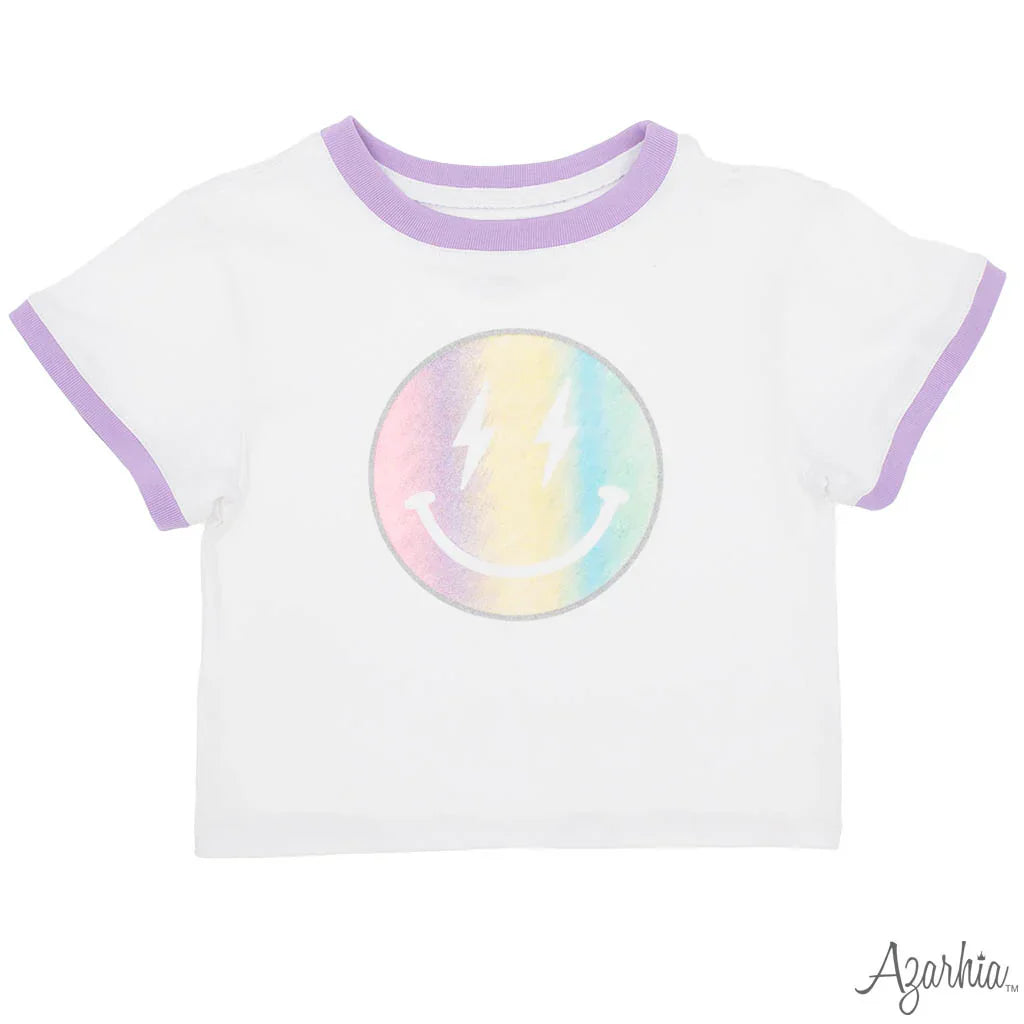 Azarhia Glitter Smiley Ringer Boxy Tee