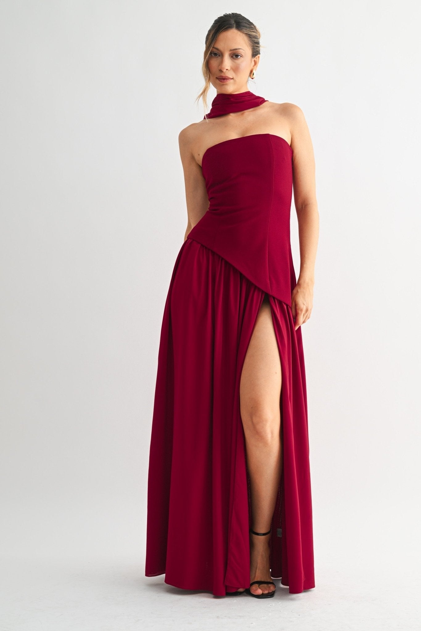 Brown Parisian Lace-up Maxi Dress