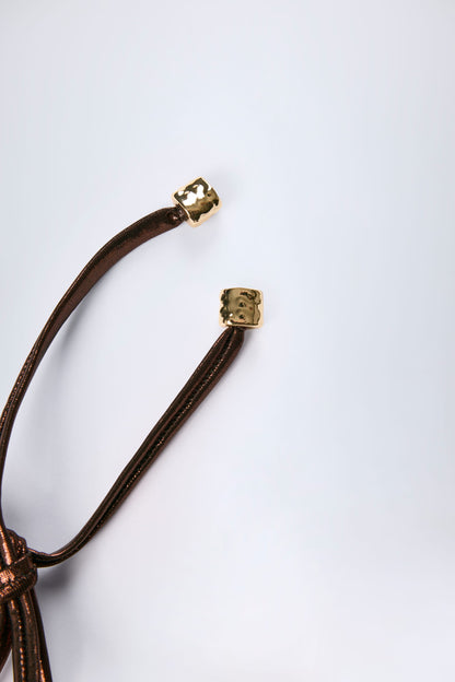 Panelled Bikini Bra in Bronze Gold
