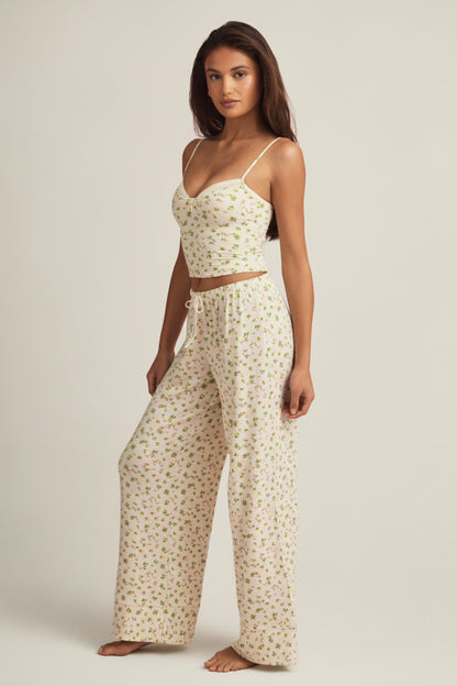 Modal Mid-Rise Pyjama Trousers in Lemon Print